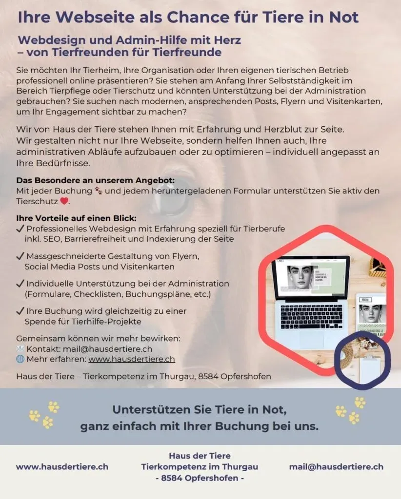 Wir gestalten Ihre Webseite und helfen Tieren in Not!